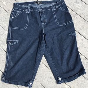 Cato Contrast stitched embellished denim shorts